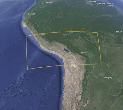 Satellite imagery of the selected area, shown in yellow.