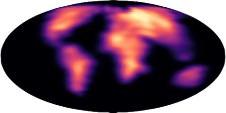 Figure 5: Illustration of a flow induced by a Riemannian Convex Potential Map (RCPM)  trained on earth data living on the sphere.