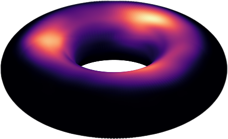 Figure 4: We trained a 6-block RCPM in the density estimation setting. The base distribution is the uniform distribution on the sphere and the target $\nu$ is the ground of current earth..